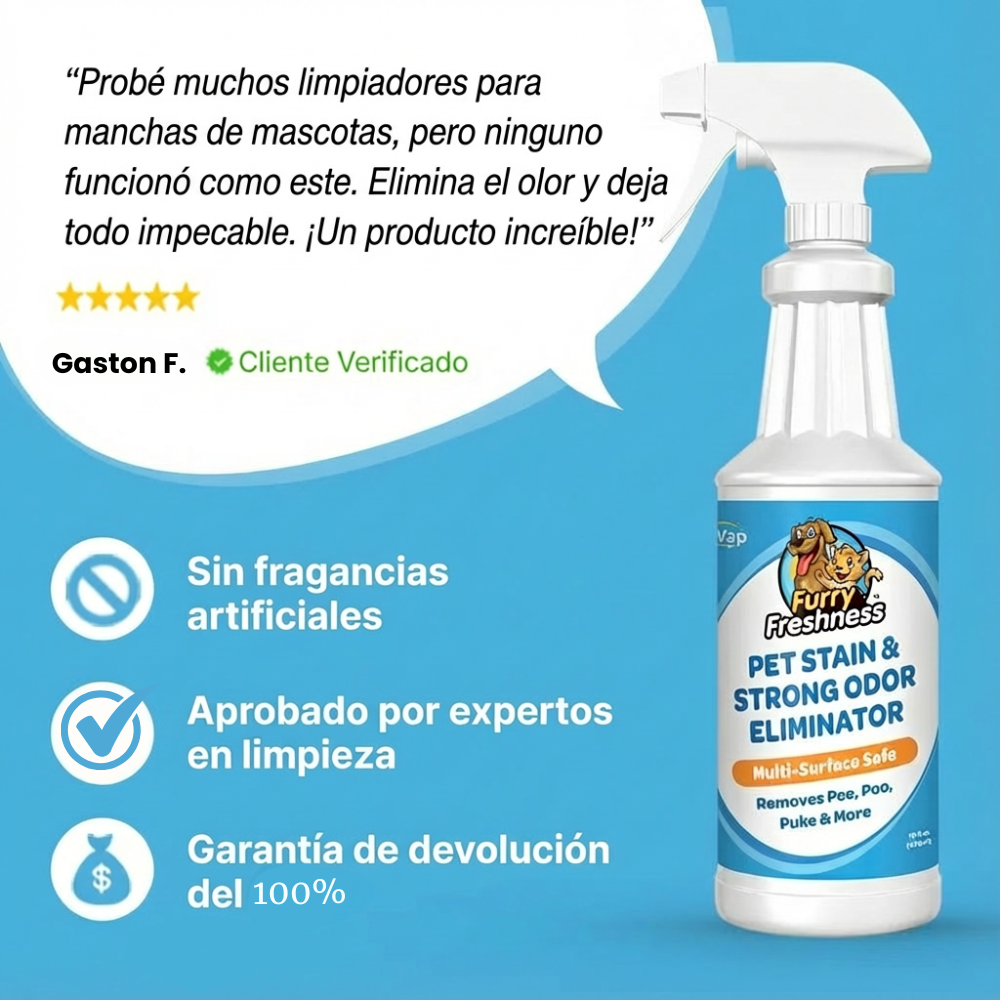 Furry Fresh | Eliminador de manchas y olores fuertes para mascotas